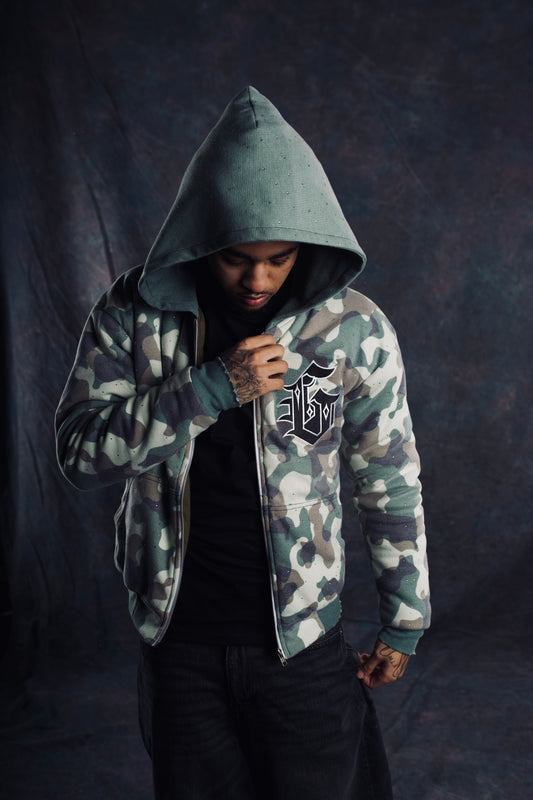 RHINESTONE CAMO BOMBER